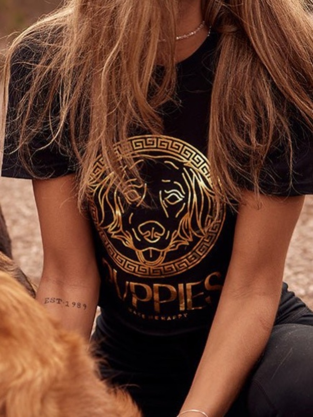 Verdoggie Black Short Sleeve Tee with Gold Emblem